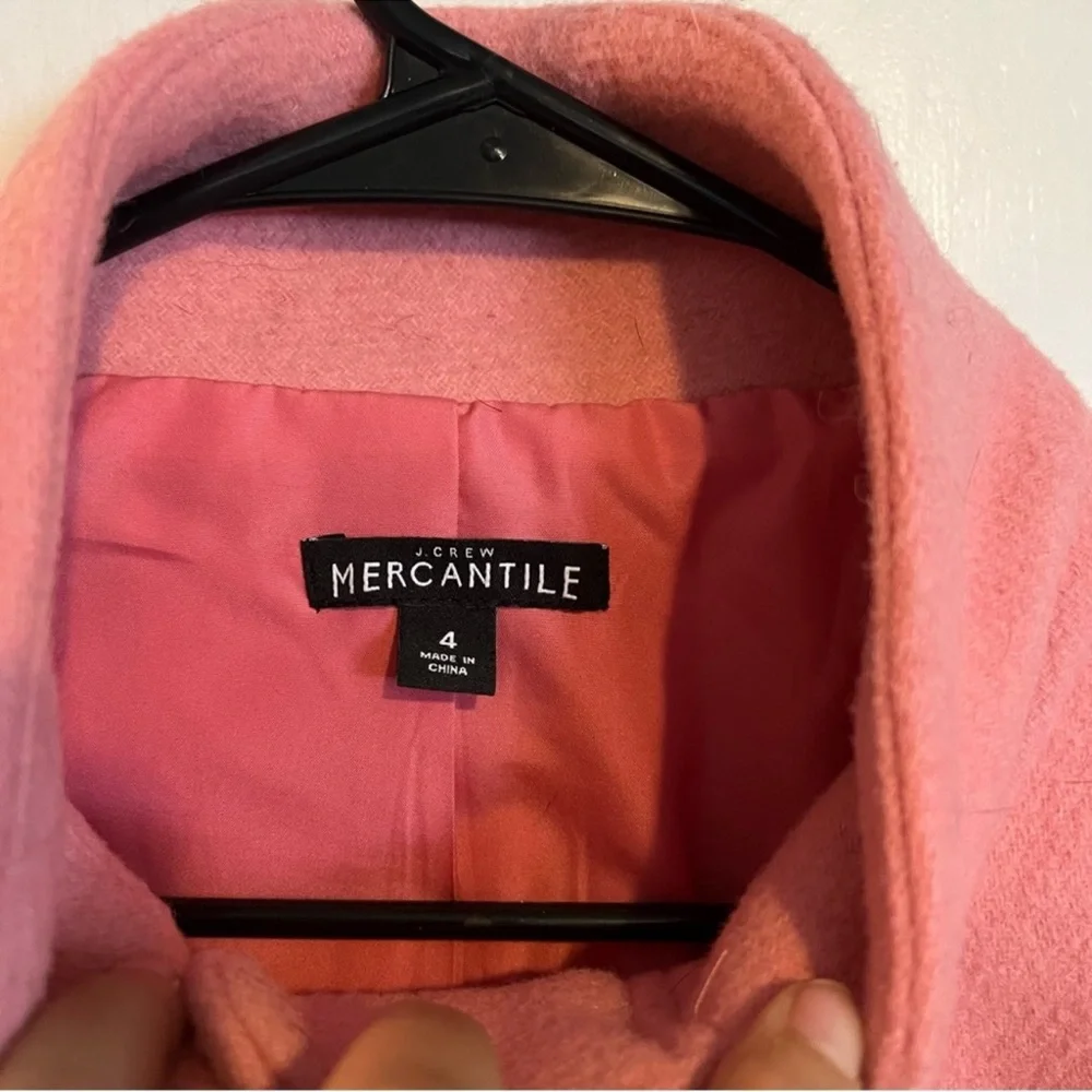 j crew mercantile pink wool blend city coat size 4 - Picture 5 of 9